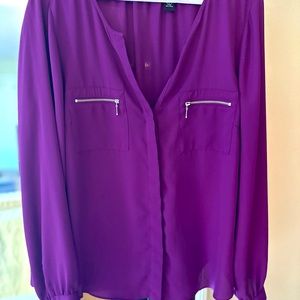 EUC 3 for $12 INC LIGHTWEIGHT PURPLE BLOUSE WITH CUTE ZIPPER DETAIL SIZE 10